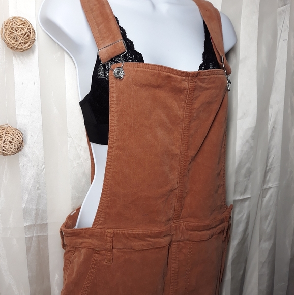 🧡 7 FAM Corduroy Cropped Slim Kick Overalls - Picture 6 of 7